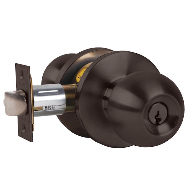 Grade 2 Entry/Office Cylindrical Lock, Key in Lever Cylinder, Hana Knob, Standard Rose, Dark Oxidize